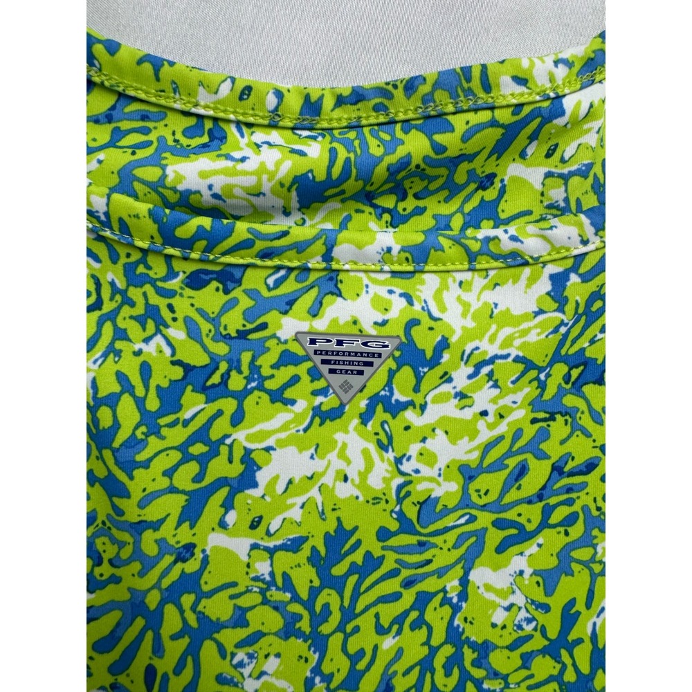 Columbia PFG Freezer III Dress Womens Medium M Green Blue Coral Print Sleeveless - Picture 11 of 11